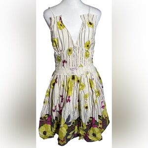 Lucy Paris M Floral Stripe Chain Strap Cotton Dress